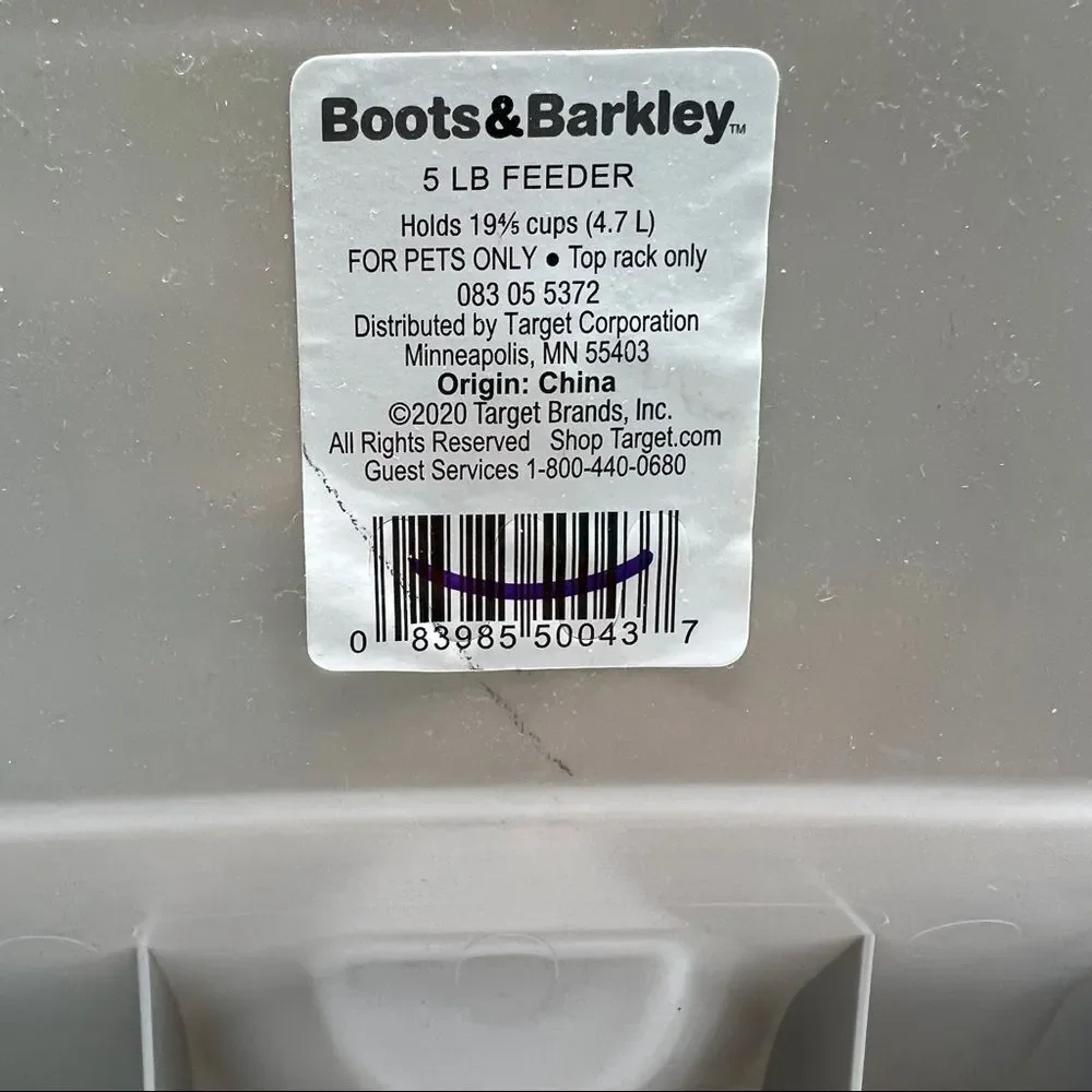 Boots & Barkley Dog Feeder 5 pounds holder dispenser bowl plastic pop lock lid